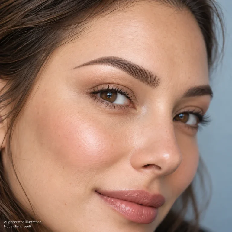AI-generated illustration of Lash Line Enhancement; not a client treatment result