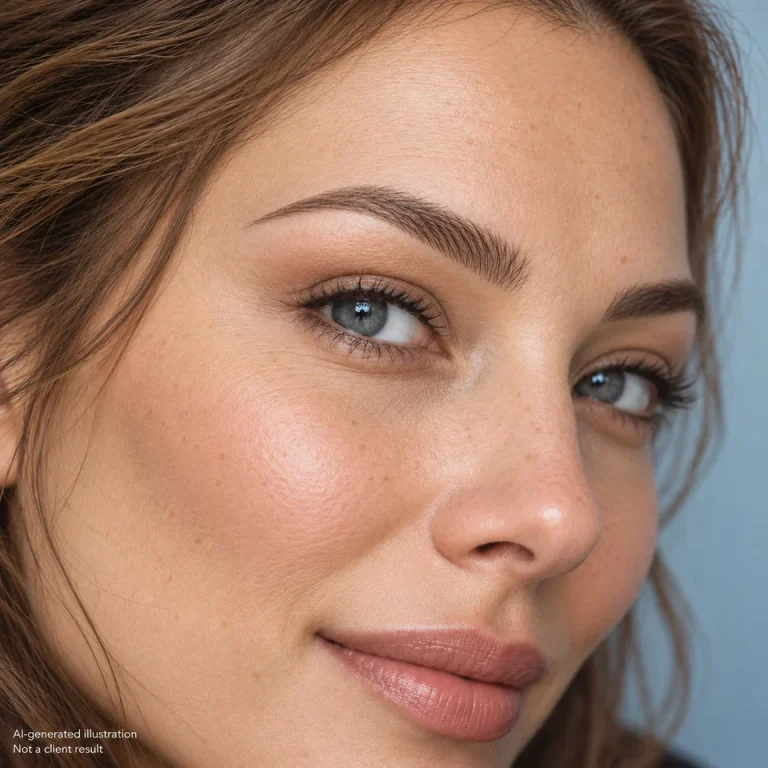 AI-generated illustration of Microblading; not a client treatment result
