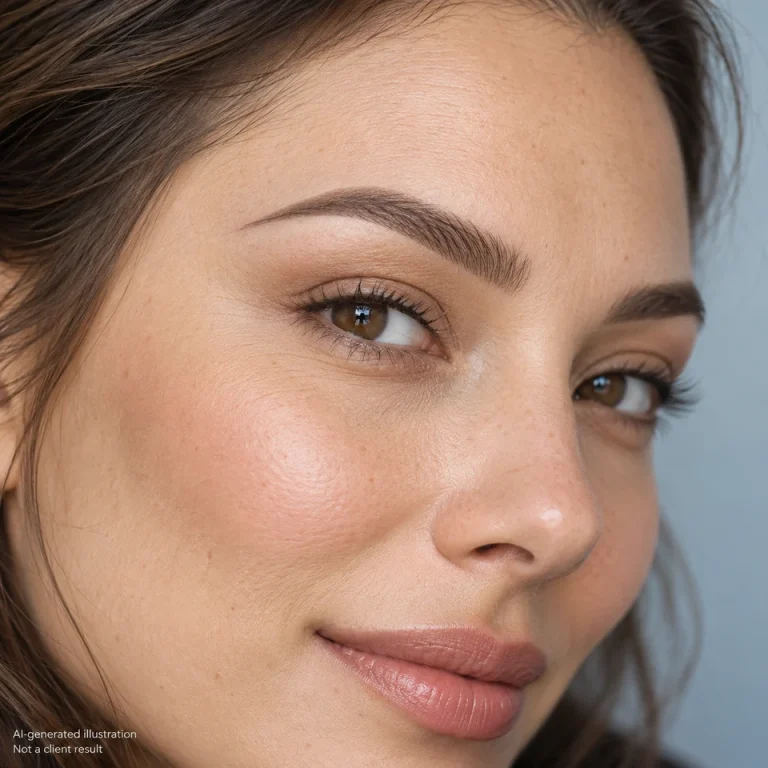 AI-generated illustration of Ombré / Powder Brows; not a client treatment result